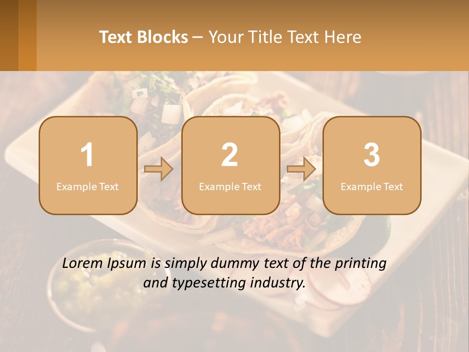 Three Tacos On A Plate With Sauces On The Side PowerPoint Template
