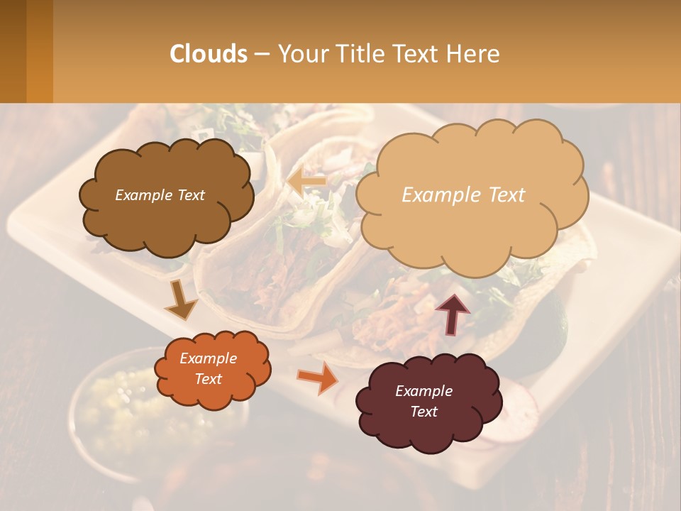 Three Tacos On A Plate With Sauces On The Side PowerPoint Template