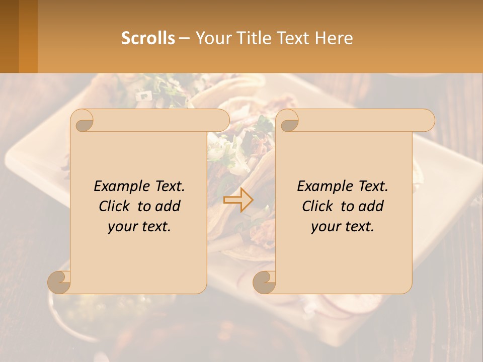 Three Tacos On A Plate With Sauces On The Side PowerPoint Template