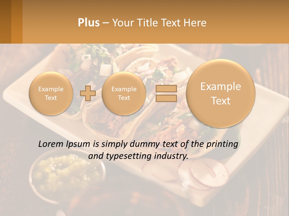Three Tacos On A Plate With Sauces On The Side PowerPoint Template
