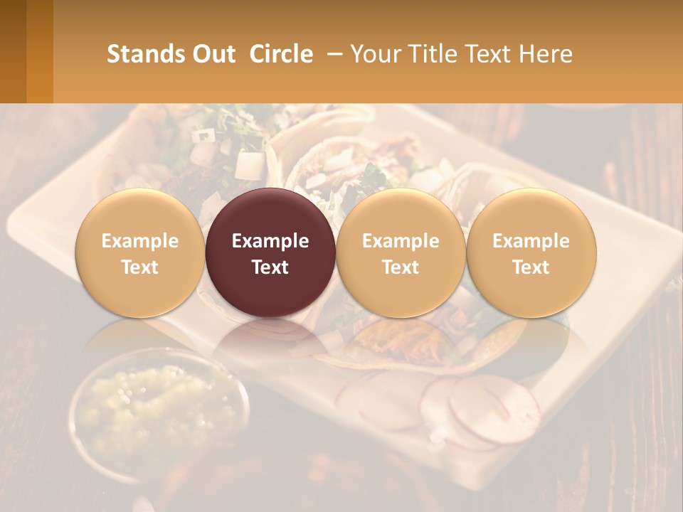 Three Tacos On A Plate With Sauces On The Side PowerPoint Template