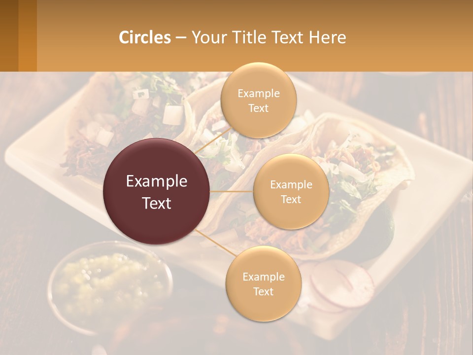 Three Tacos On A Plate With Sauces On The Side PowerPoint Template