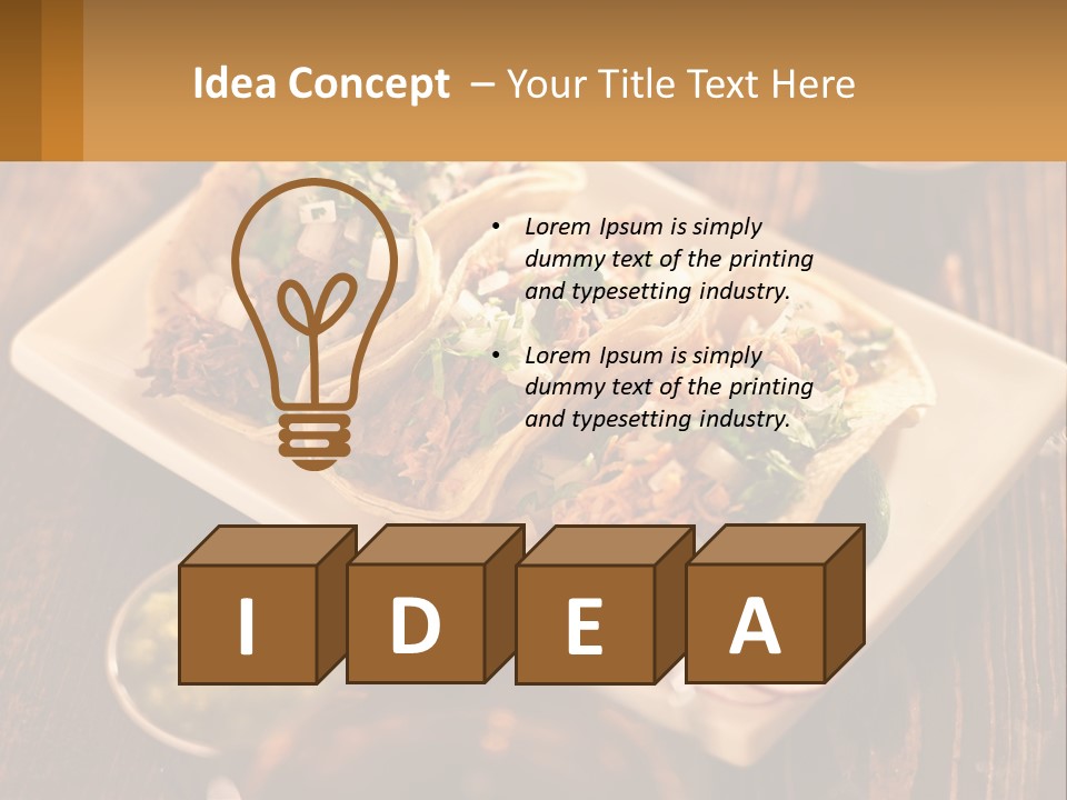 Three Tacos On A Plate With Sauces On The Side PowerPoint Template