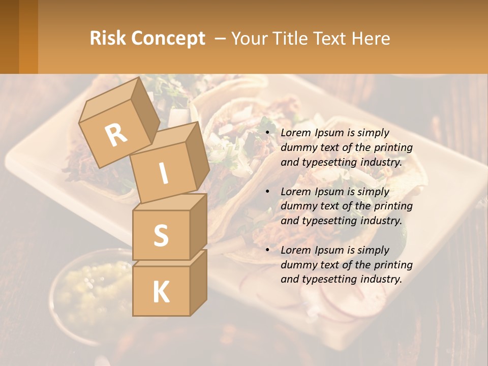 Three Tacos On A Plate With Sauces On The Side PowerPoint Template
