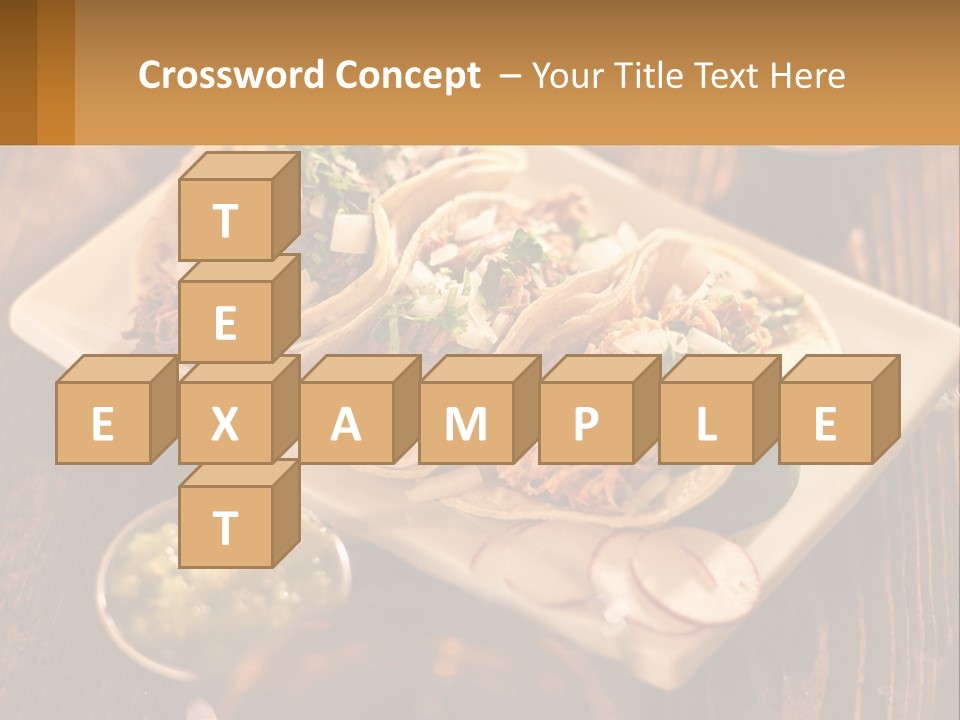 Three Tacos On A Plate With Sauces On The Side PowerPoint Template
