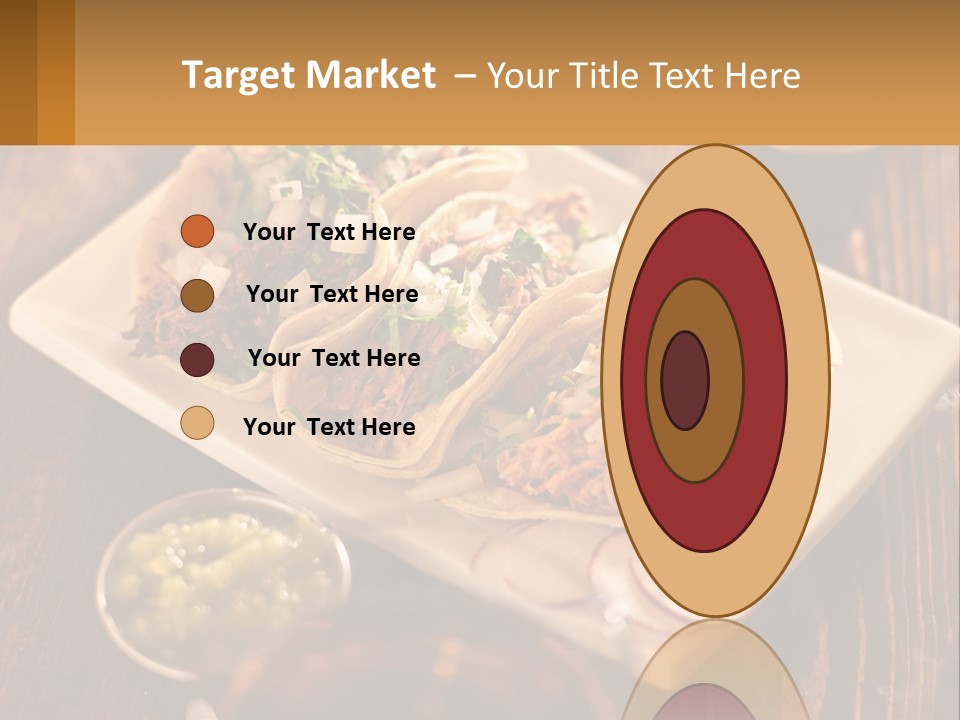 Three Tacos On A Plate With Sauces On The Side PowerPoint Template