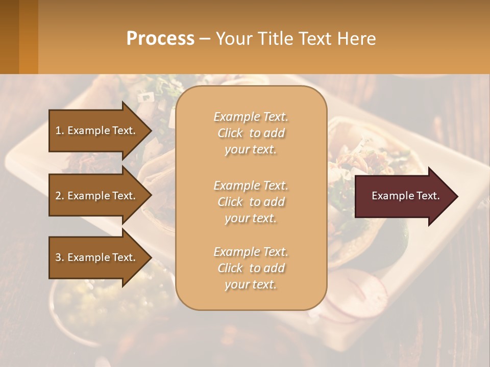 Three Tacos On A Plate With Sauces On The Side PowerPoint Template