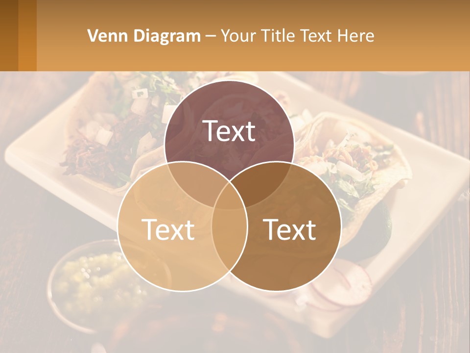 Three Tacos On A Plate With Sauces On The Side PowerPoint Template