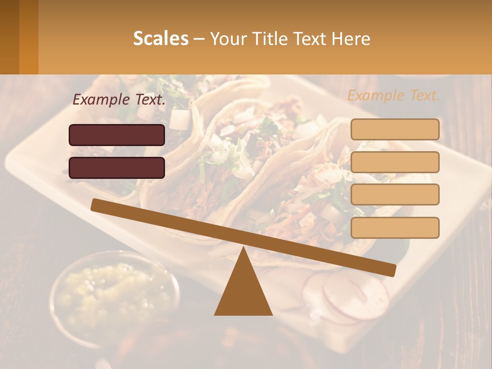 Three Tacos On A Plate With Sauces On The Side PowerPoint Template