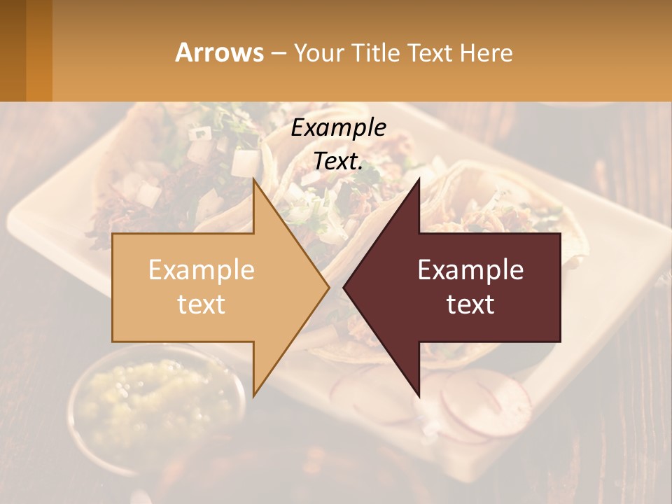 Three Tacos On A Plate With Sauces On The Side PowerPoint Template