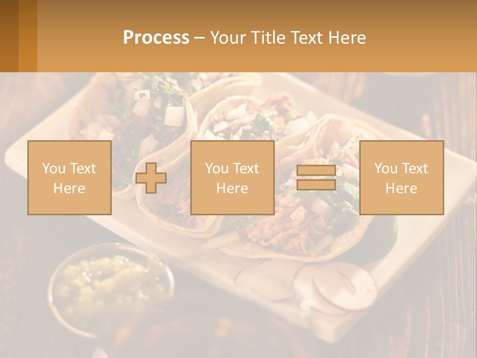 Three Tacos On A Plate With Sauces On The Side PowerPoint Template