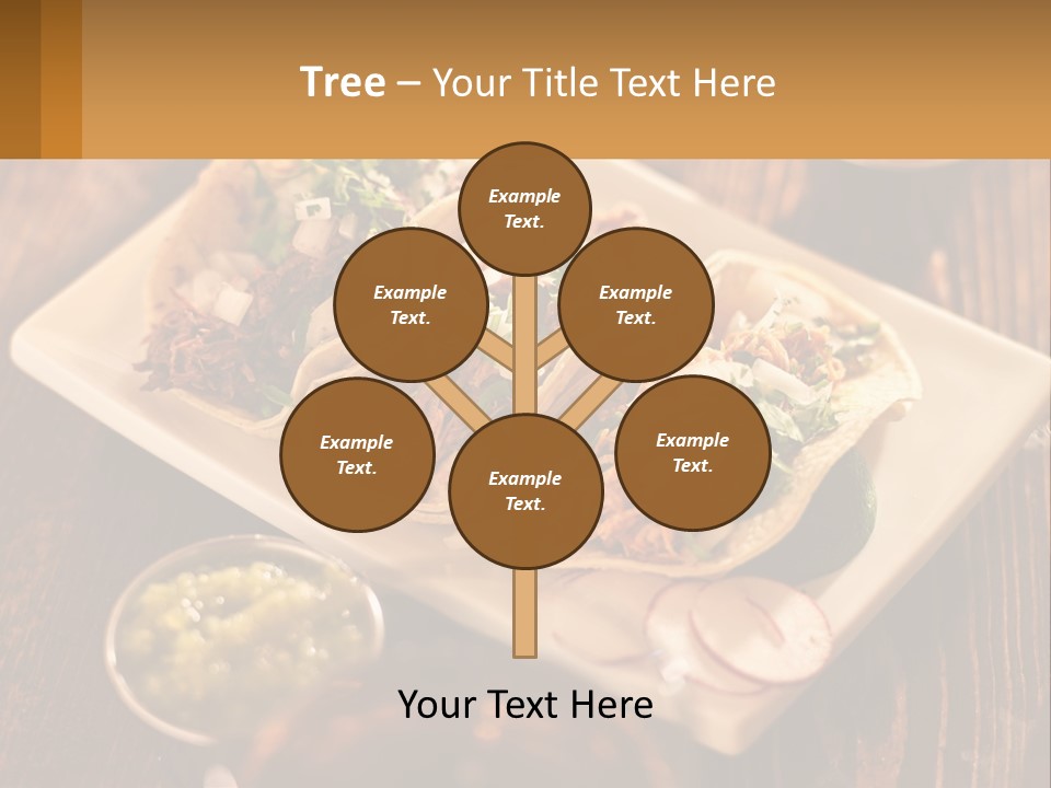 Three Tacos On A Plate With Sauces On The Side PowerPoint Template