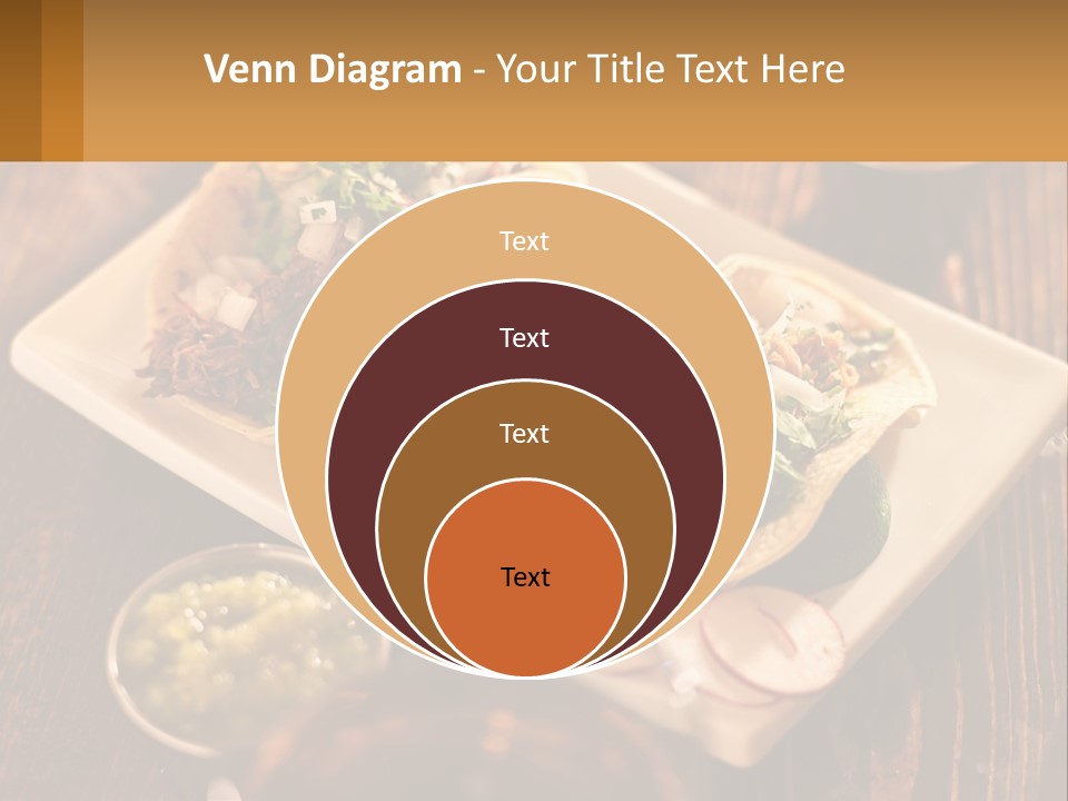 Three Tacos On A Plate With Sauces On The Side PowerPoint Template