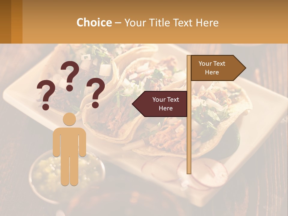 Three Tacos On A Plate With Sauces On The Side PowerPoint Template