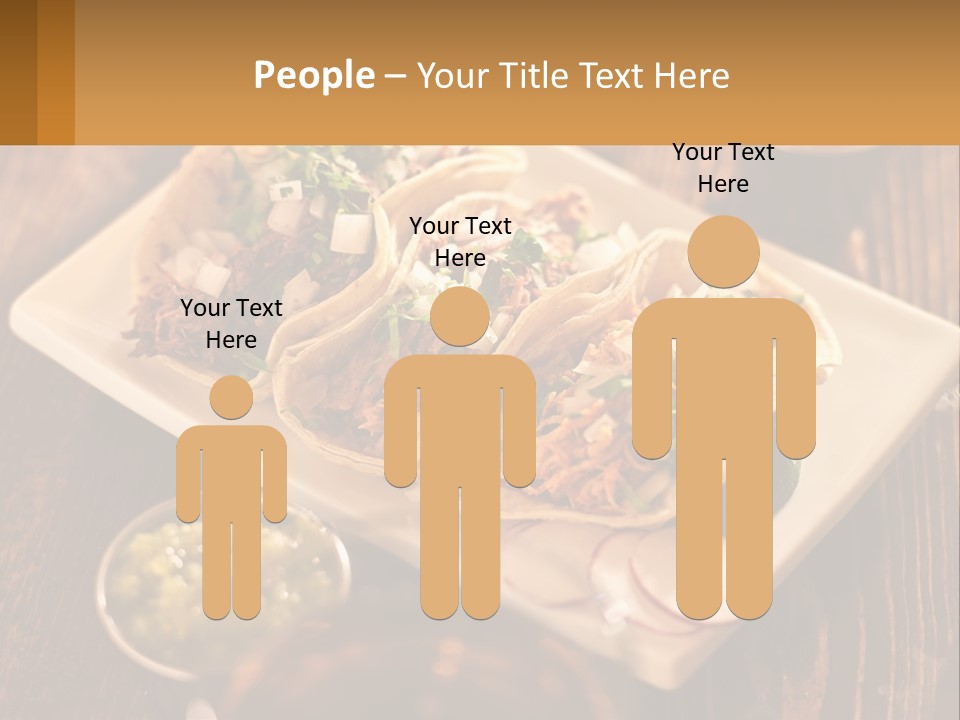 Three Tacos On A Plate With Sauces On The Side PowerPoint Template