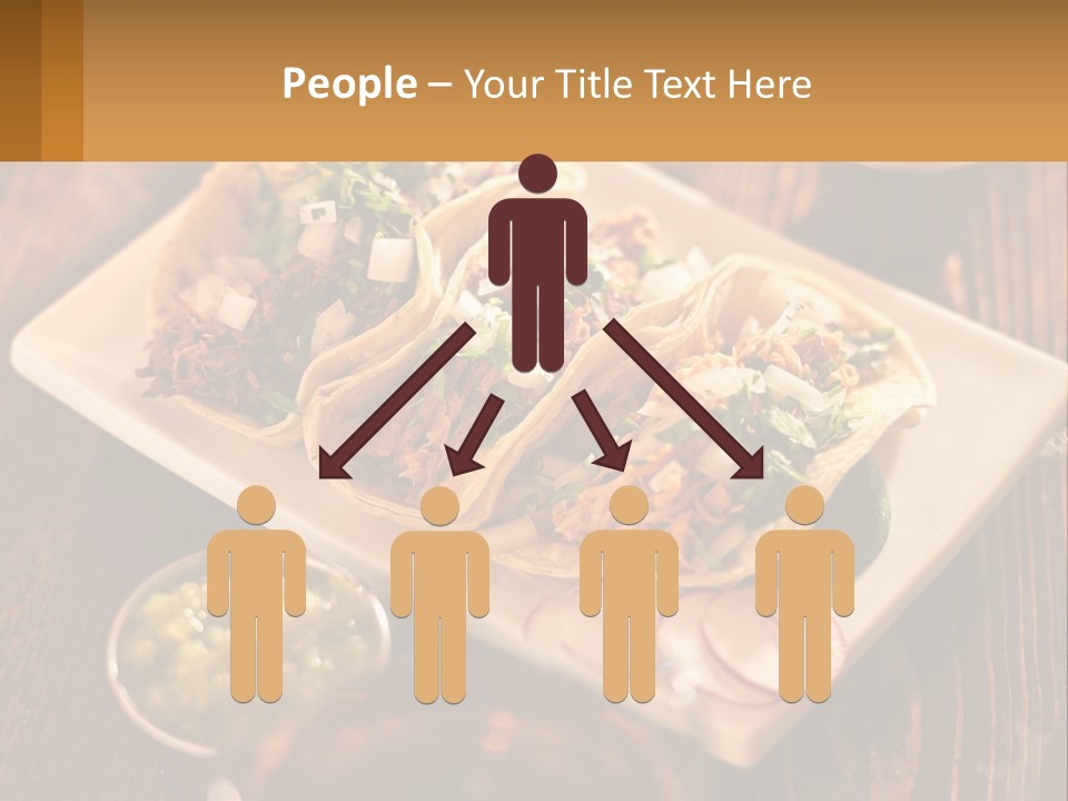 Three Tacos On A Plate With Sauces On The Side PowerPoint Template