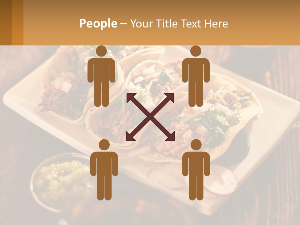 Three Tacos On A Plate With Sauces On The Side PowerPoint Template