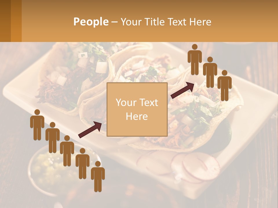 Three Tacos On A Plate With Sauces On The Side PowerPoint Template