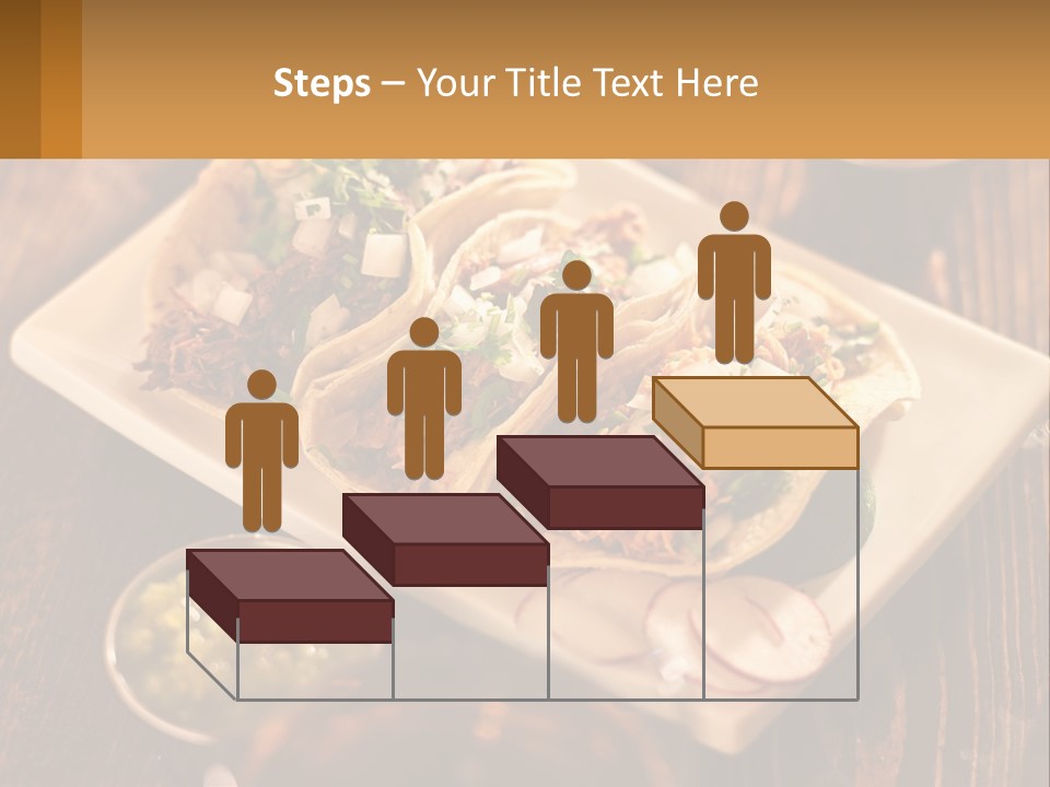 Three Tacos On A Plate With Sauces On The Side PowerPoint Template