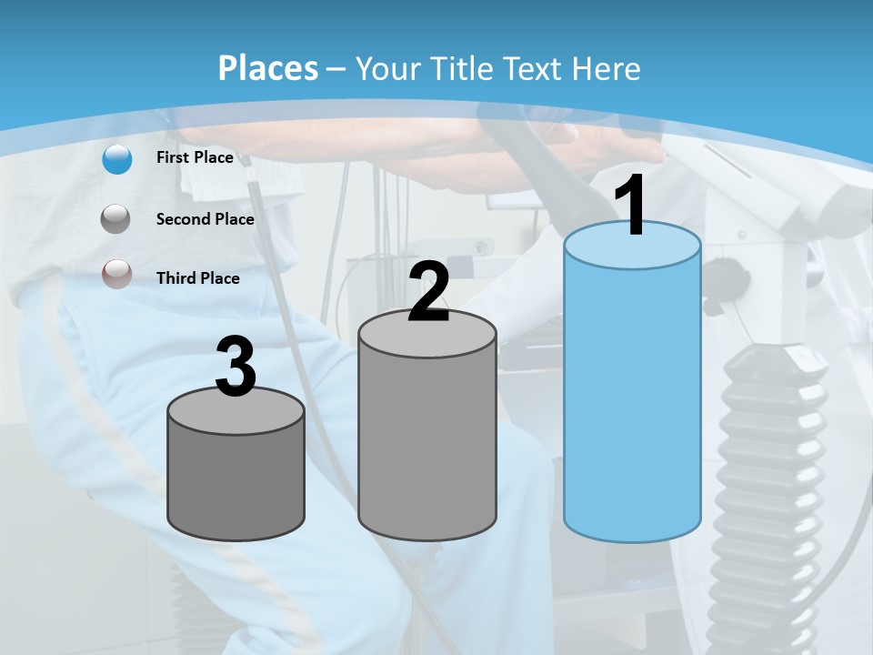 A Man And A Woman In A Gym On Exercise Bikes PowerPoint Template