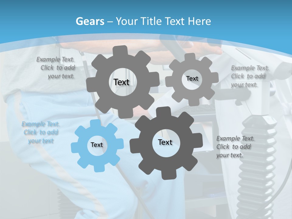 A Man And A Woman In A Gym On Exercise Bikes PowerPoint Template