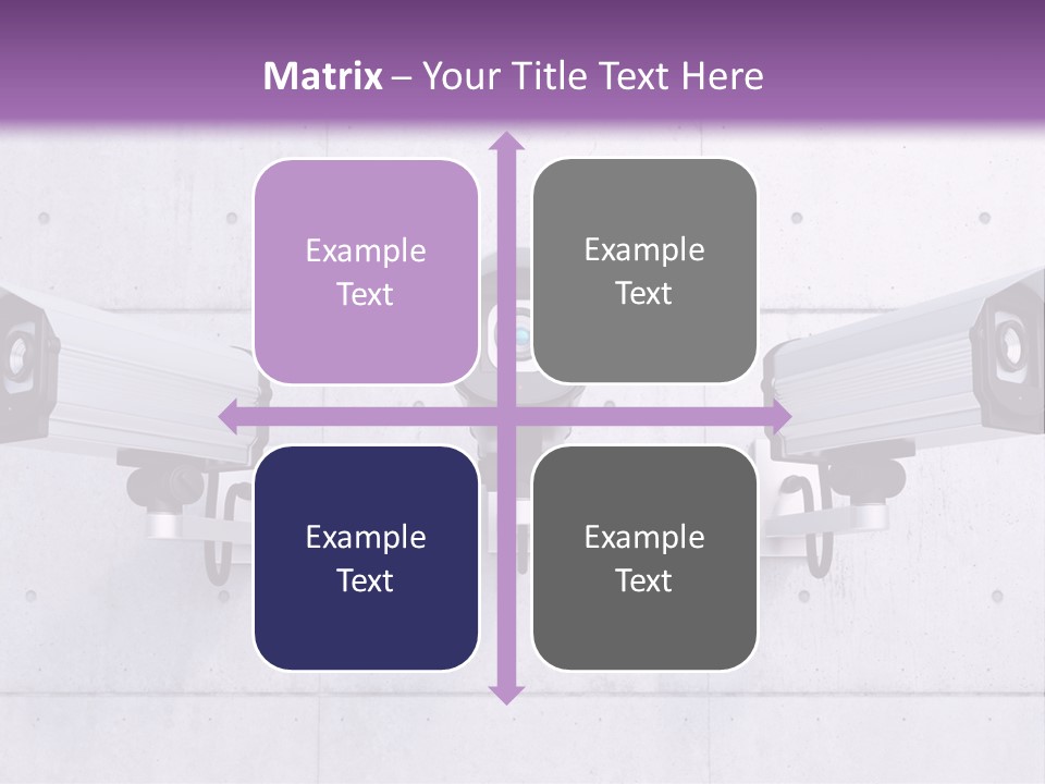 Three Security Cameras Mounted On A Wall PowerPoint Template