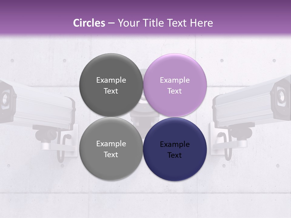 Three Security Cameras Mounted On A Wall PowerPoint Template