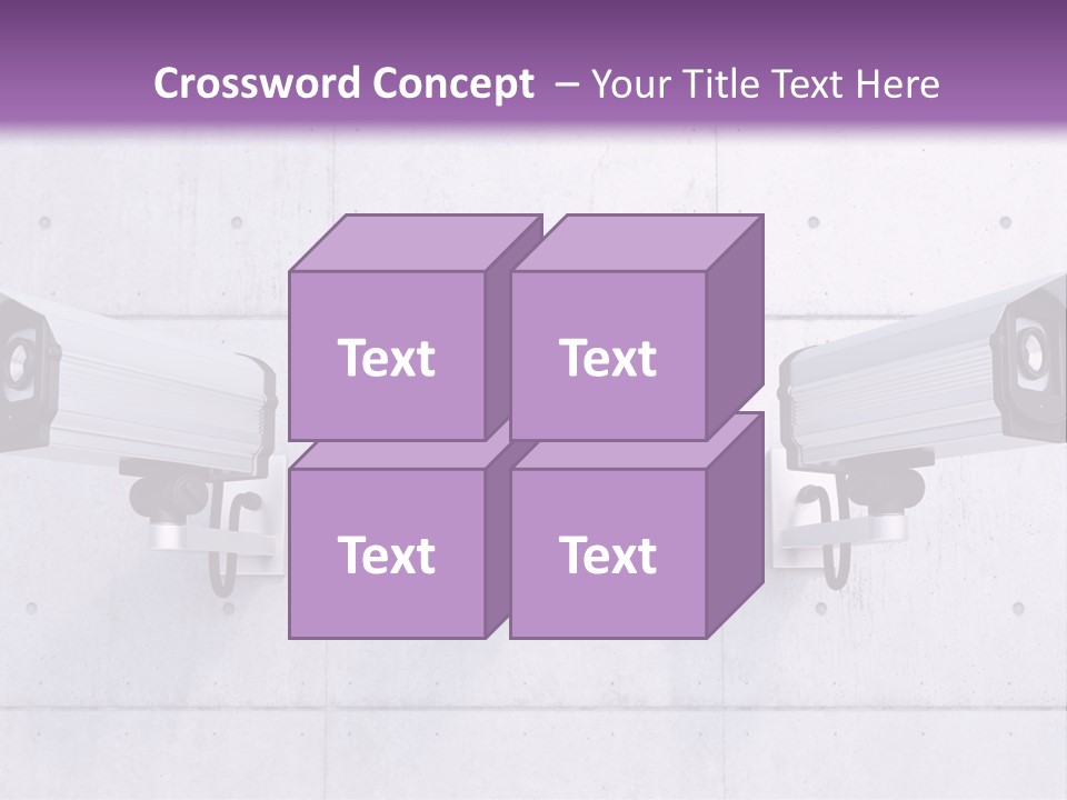 Three Security Cameras Mounted On A Wall PowerPoint Template