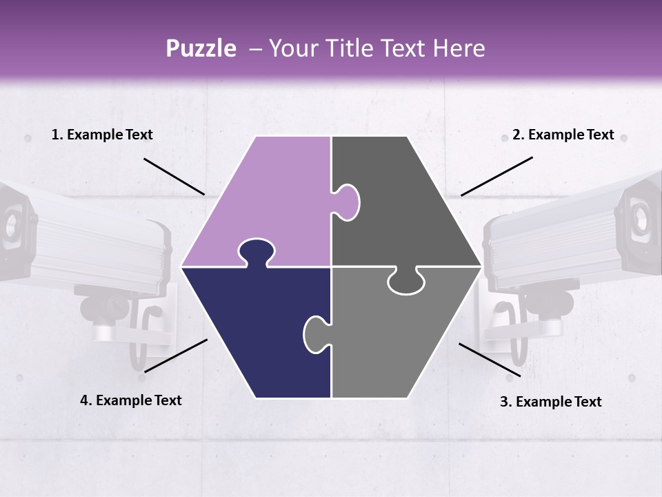 Three Security Cameras Mounted On A Wall PowerPoint Template