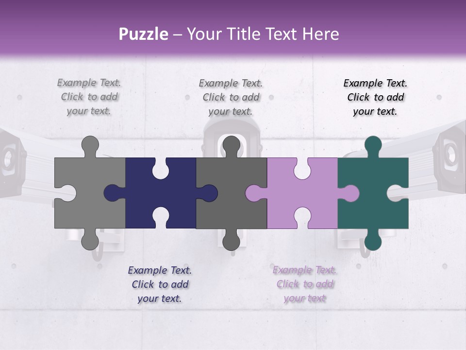 Three Security Cameras Mounted On A Wall PowerPoint Template