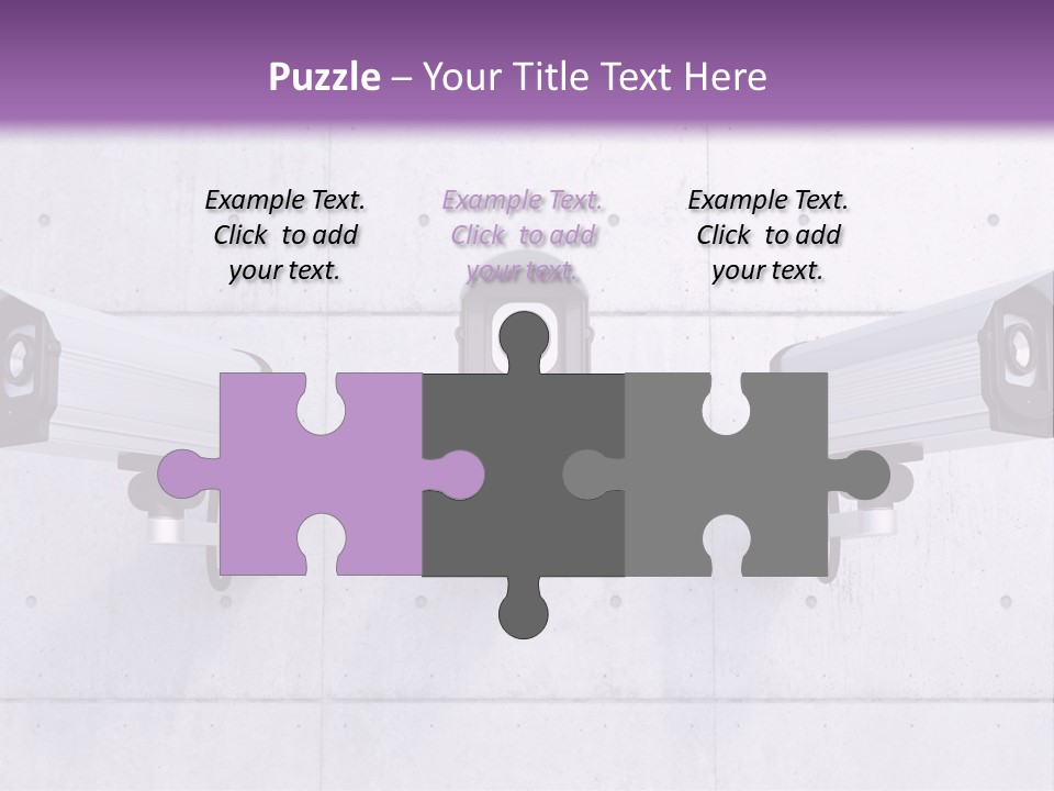 Three Security Cameras Mounted On A Wall PowerPoint Template