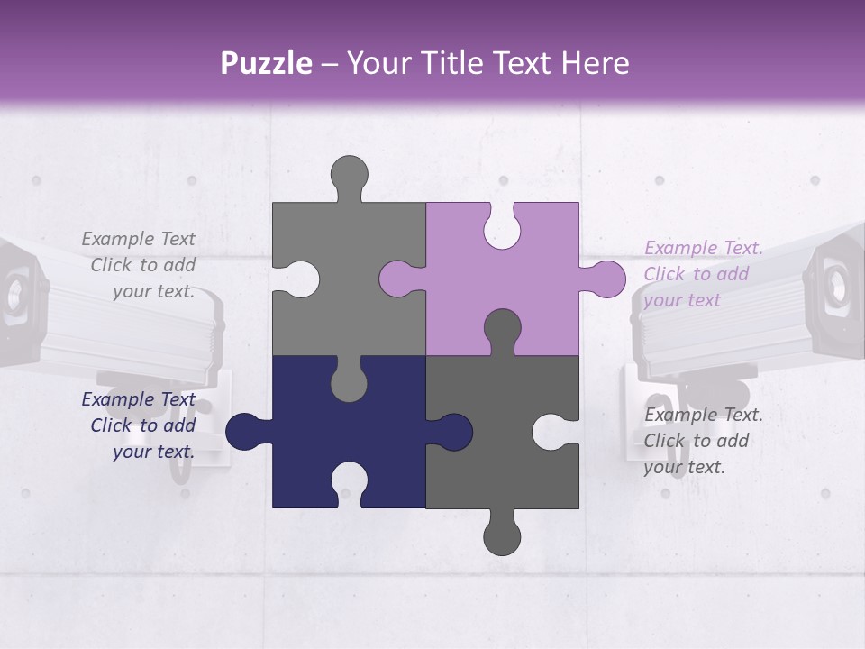 Three Security Cameras Mounted On A Wall PowerPoint Template