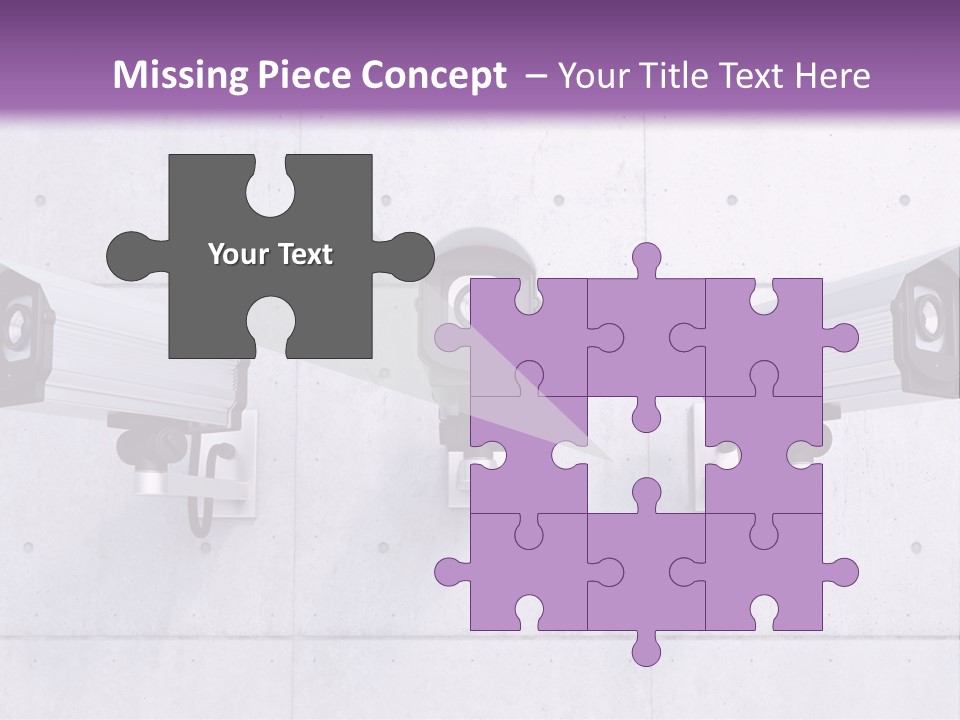 Three Security Cameras Mounted On A Wall PowerPoint Template