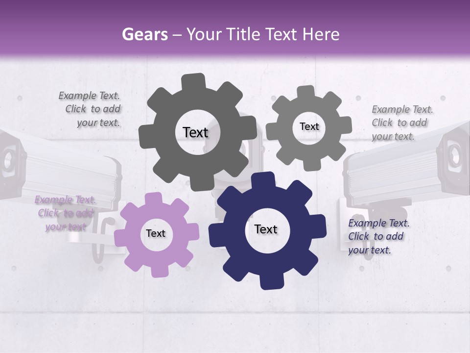 Three Security Cameras Mounted On A Wall PowerPoint Template