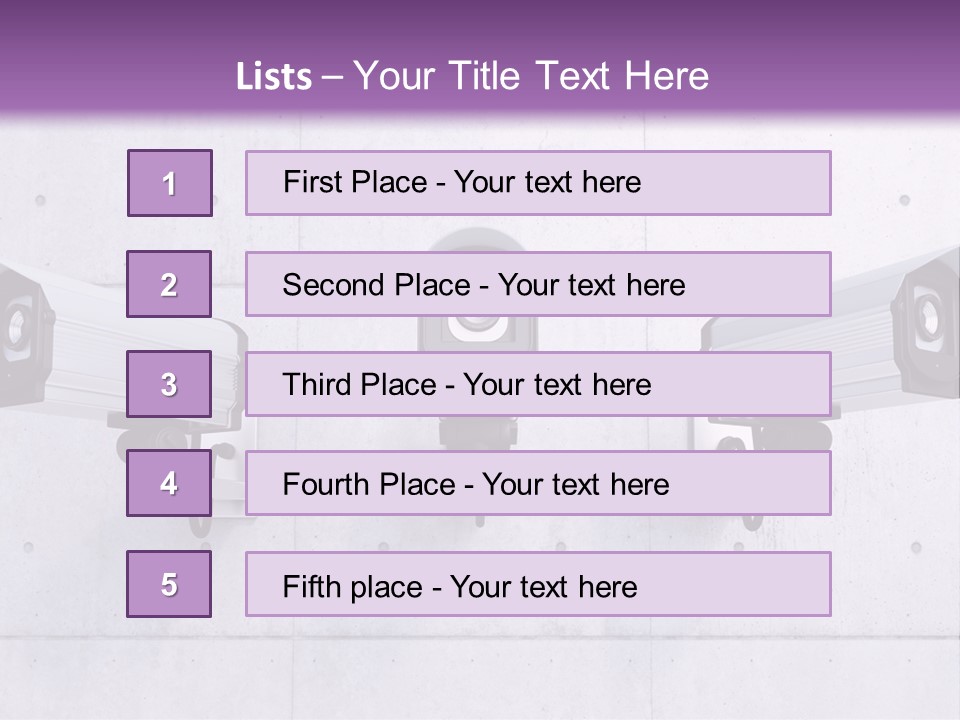 Three Security Cameras Mounted On A Wall PowerPoint Template