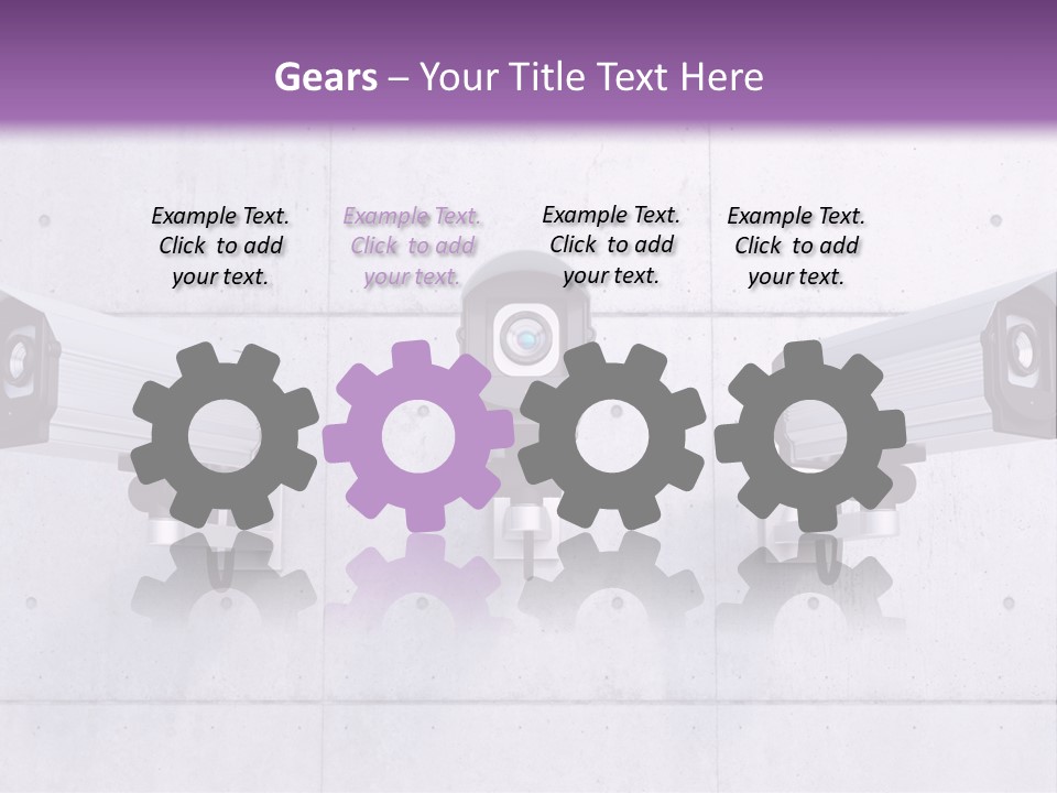 Three Security Cameras Mounted On A Wall PowerPoint Template