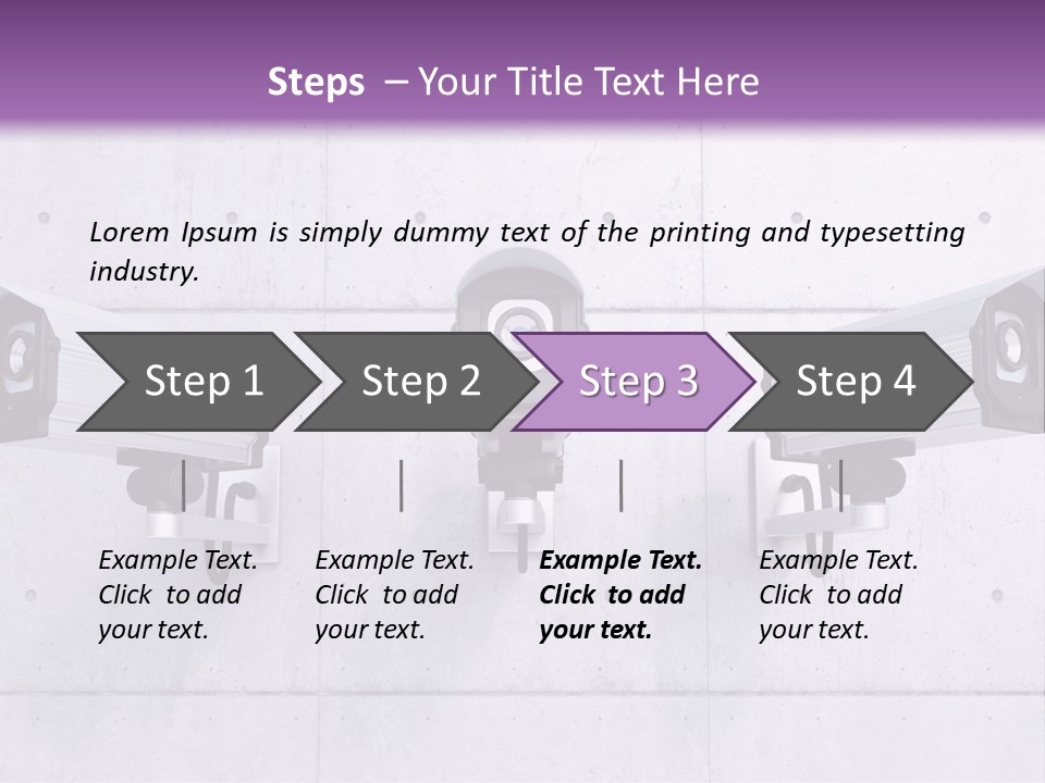 Three Security Cameras Mounted On A Wall PowerPoint Template