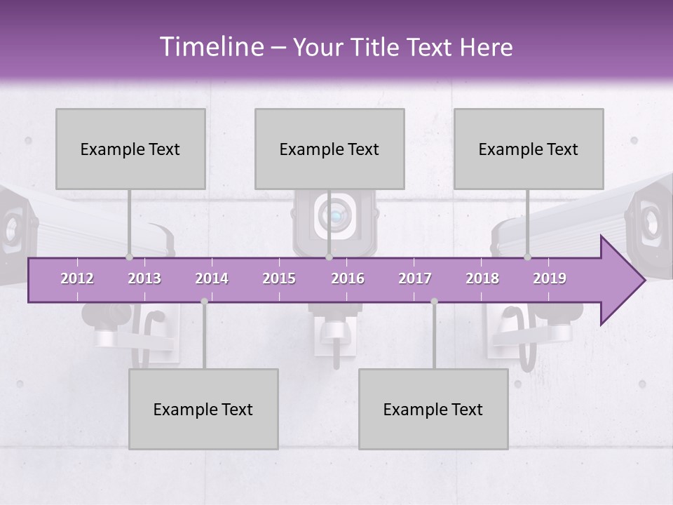 Three Security Cameras Mounted On A Wall PowerPoint Template