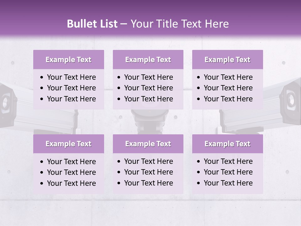 Three Security Cameras Mounted On A Wall PowerPoint Template