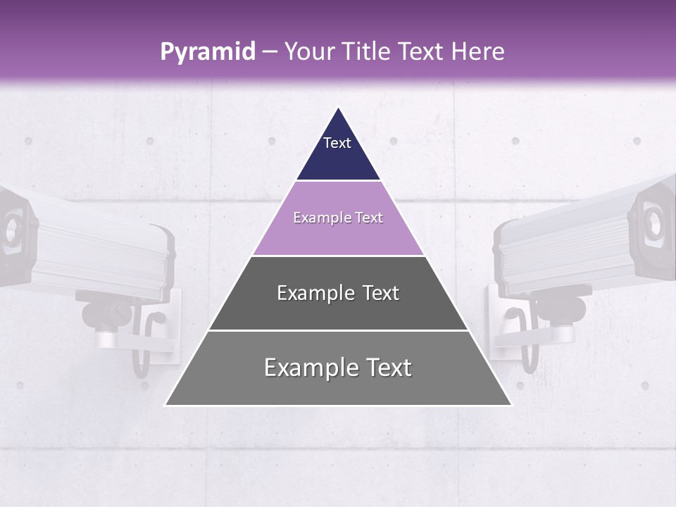 Three Security Cameras Mounted On A Wall PowerPoint Template
