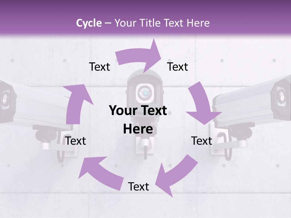 Three Security Cameras Mounted On A Wall PowerPoint Template
