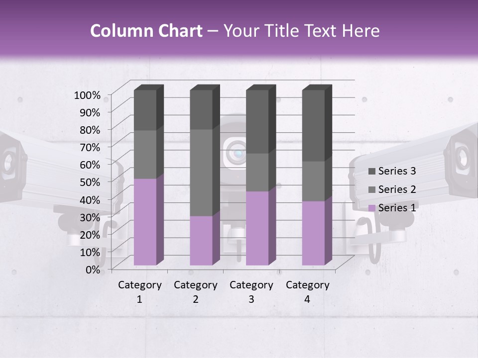 Three Security Cameras Mounted On A Wall PowerPoint Template