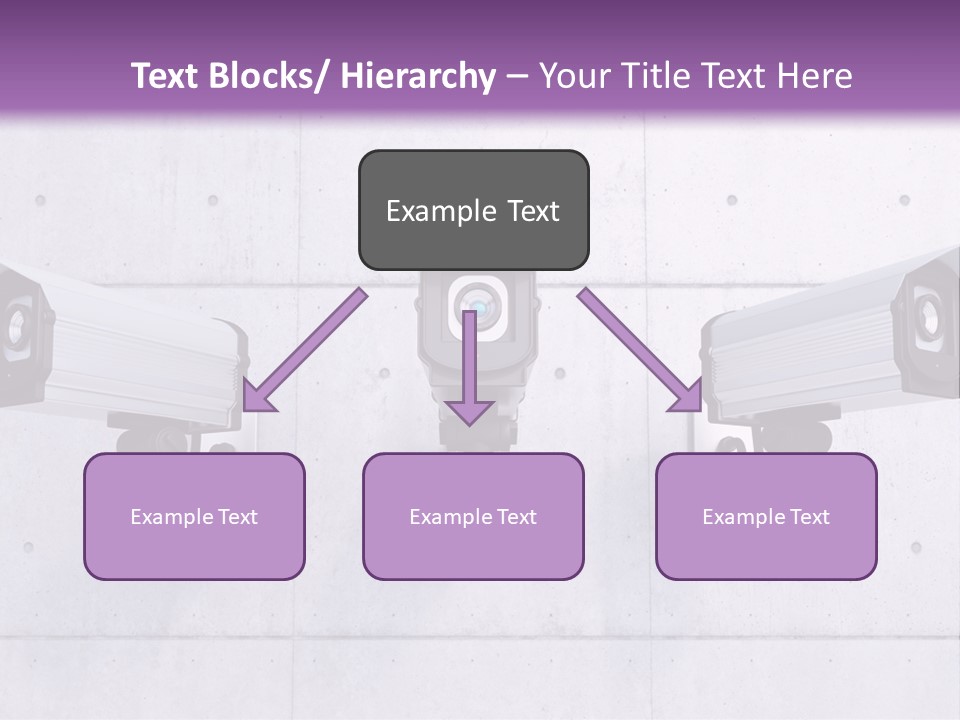Three Security Cameras Mounted On A Wall PowerPoint Template