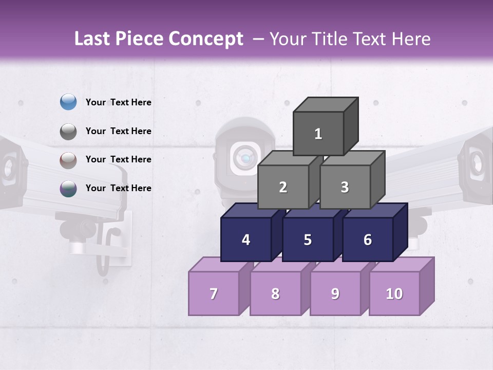 Three Security Cameras Mounted On A Wall PowerPoint Template