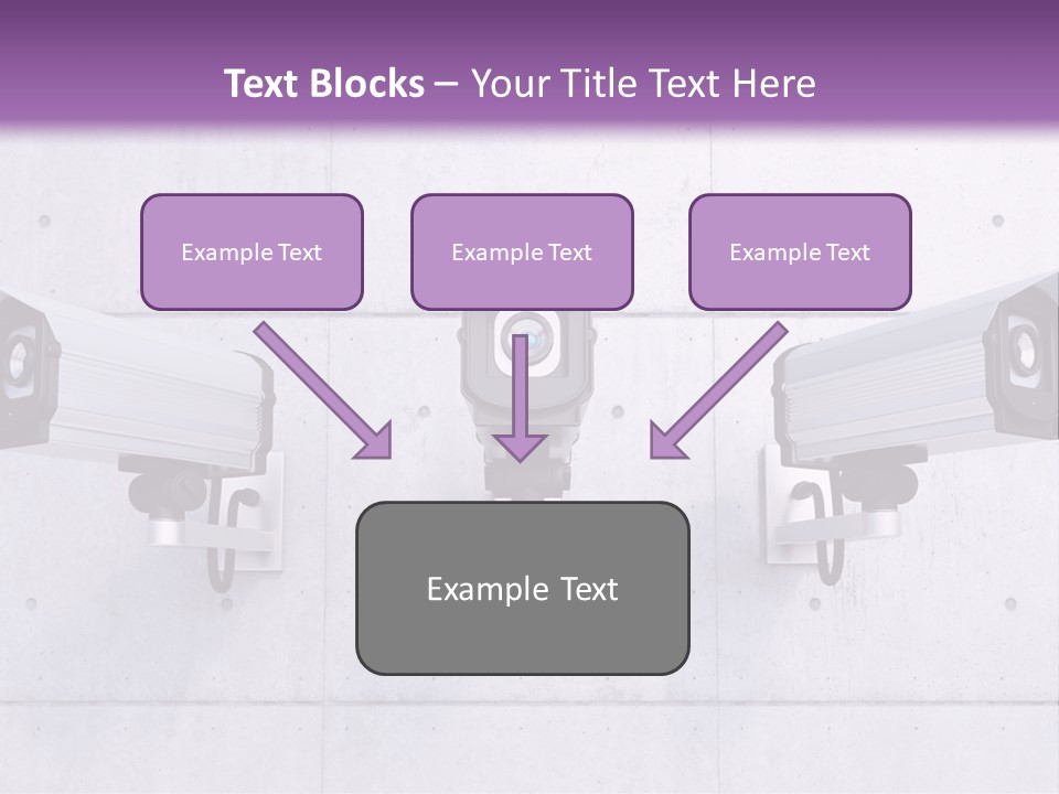 Three Security Cameras Mounted On A Wall PowerPoint Template