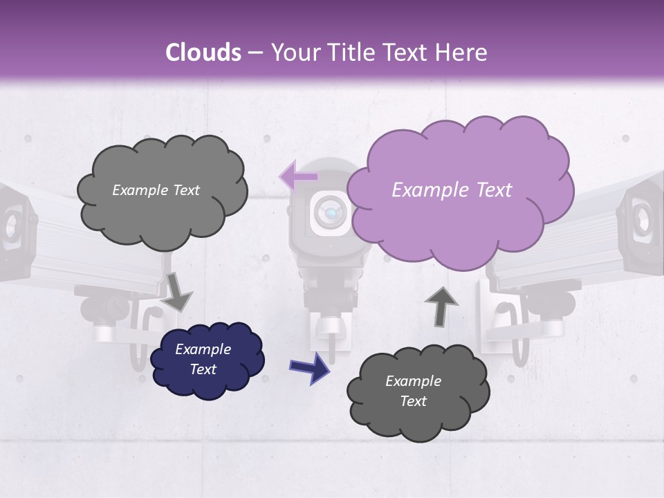 Three Security Cameras Mounted On A Wall PowerPoint Template