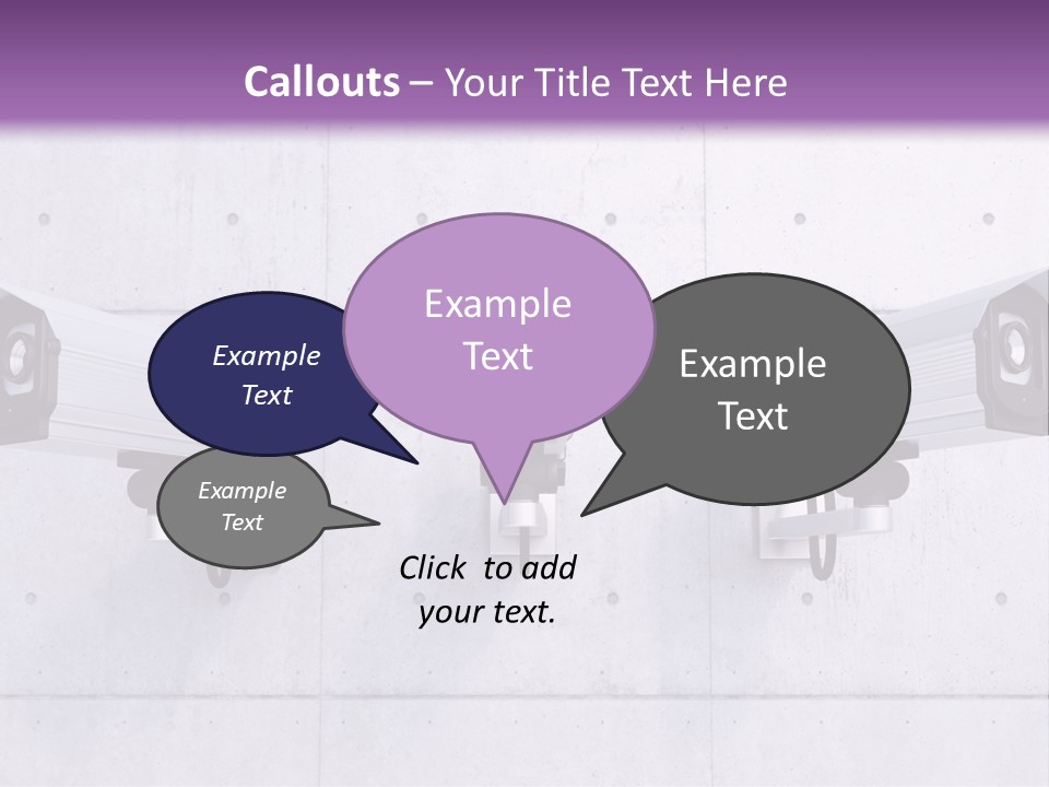 Three Security Cameras Mounted On A Wall PowerPoint Template