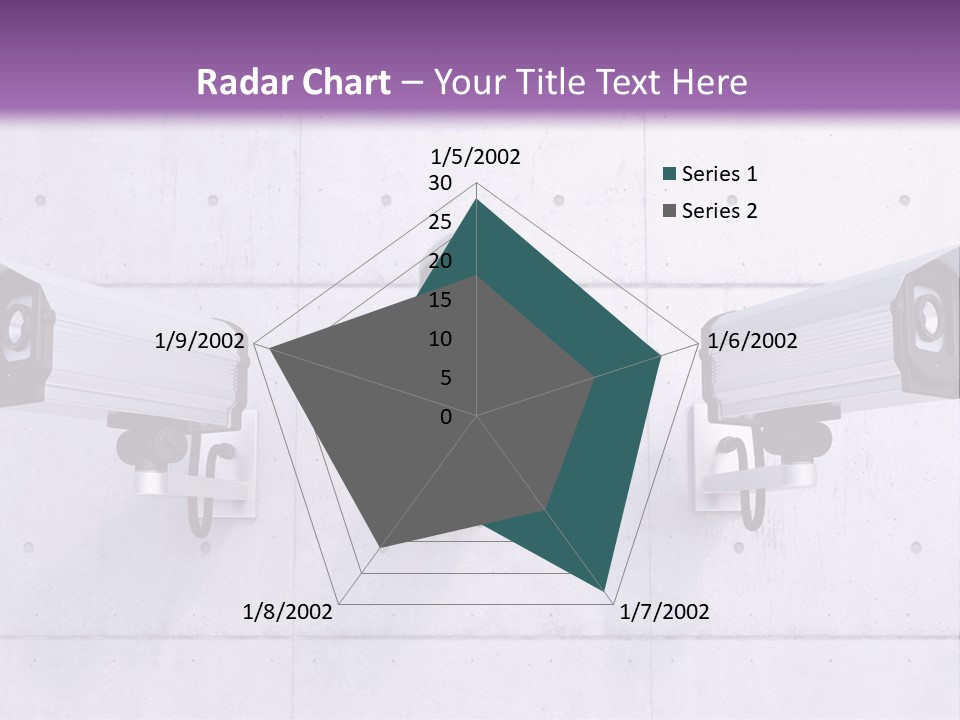 Three Security Cameras Mounted On A Wall PowerPoint Template