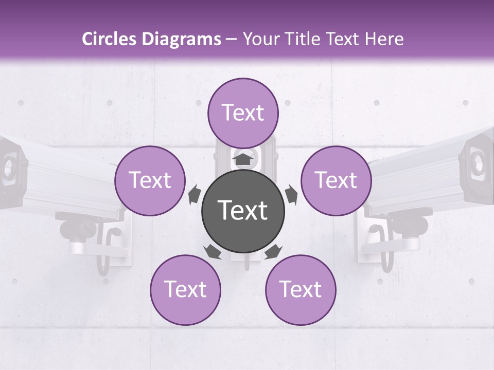 Three Security Cameras Mounted On A Wall PowerPoint Template