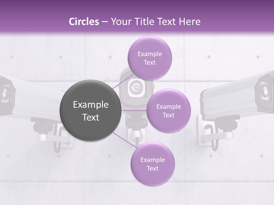 Three Security Cameras Mounted On A Wall PowerPoint Template